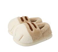 Zapatillas de invierno con forma de pata de gato for parejas, zapatos térmicos gruesos con forro polar de felpa for el hogar, antideslizantes, unisex, antifrío(Khaki,42-43)