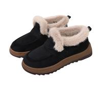 Zapatillas de invierno con forro polar para mujer, suaves, antideslizantes, cálidas, mullidas, para interiores y exteriores, Black, 38.5 EU