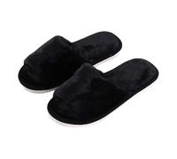 Zapatillas de invierno forradas para hombre, zapatillas de estar por casa para hombre, con puntera abierta, pantuflas cálidas, lisas, suaves, cómodas, antideslizantes, unisex, ligeras, Negro , 45 EU