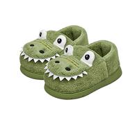 Zapatillas de invierno para niños de felpa, dulces, de dibujos animados, de dinosaurios, para el dormitorio, zapatillas de casa, talla 33, para niños, verde, 28 EU