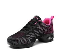 Zapatillas de Jazz Deportivas para Mujeres Calzado de Entrenamiento para Baile de Marcha Deportiva de Zumba Atlética con Cordones de Malla de Cojín de Aire Fitness para Mujer Zapatillas, Negro y
