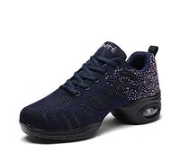 Zapatillas de Jazz Deportivas para Mujeres Calzado de Entrenamiento para Baile de Marcha Deportiva de Zumba Atlética con Cordones de Malla de Cojín de Aire Fitness para Mujer Zapatillas, azul, 40 EU