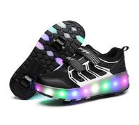 Zapatillas de LED, Zapatillas de Patines con Ruedas LED Light-UP, para Unisex Niños Niñas, USB Recargable, Ruedas Dobles Individuales Retráctiles, Zapatillas de Deporte Al Aire Libre