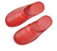 Zapatillas de lino y piel vaca auténtica talla grande for interiores, for primavera otoño, for hombres mujeres mayores, informales, antideslizantes Para uso Doméstico(529 Red,38-39)