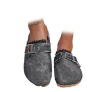 Zapatillas De Lona con Estampado De Leopardo para Mujer,Elegantes Zuecos Sin Cordones,Zuecos Tipo Mule para Mujer con Soporte para El Arco Y Cómoda Plantilla De Corcho (UK4.5-EU38,Negro)