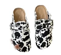 Avanise Zapatillas De Lona con Estampado De Leopardo para Mujer,Elegantes Zuecos Sin Cordones,Zuecos Tipo Mule para Mujer con Soporte para El Arco Y Cómoda Plantilla De Corcho (UK4.5-EU38,Vacas)