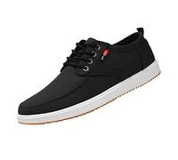 Zapatillas de lona para hombre, informales, cómodas, sin cordones, para caminar, ligeras, cómodas, deportivas, clásicas, con cordones, a la moda, Black, 41 1/3 EU