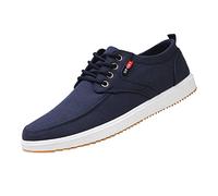 Zapatillas de lona para hombre, informales, cómodas, sin cordones, para caminar, ligeras, cómodas, deportivas, clásicas, con cordones, a la moda, Blue, 42.5 EU