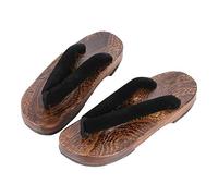 Zapatillas de Madera Japonesas Zuecos,Mujeres Japonés Tradicional Antideslizante Zuecos Geta Sandalias Chanclas Kimono Zuecos de Madera Sandalias Espiga Antideslizante Redonda(Size:EU 38,Color:Negro)