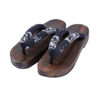 Zapatillas de Madera Japonesas Zuecos,Mujeres Japonés Tradicional Antideslizante Zuecos Geta Sandalias Chanclas Kimono Zuecos de Madera Sandalias Espiga Antideslizante Redonda(Size:EU 42,Color:Azul+C)