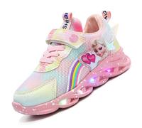 Zapatillas de MAGIC TAPE Princesa Elsa for niñas | Zapatos con destellos for niños | Zapatillas deportivas con suela ligera de presión | Malla transpirable | Suela antideslizante | Tallas 21-35(Rosa,3