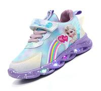 Zapatillas de MAGIC TAPE Princesa Elsa for niñas | Zapatos con destellos for niños | Zapatillas deportivas con suela ligera de presión | Malla transpirable | Suela antideslizante | Tallas 21-35(Púrpur