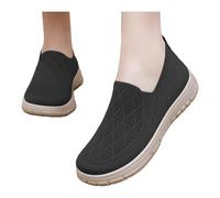 Zapatillas de malla de punto para mujer, cómodas, transpirables, con soporte de arco, ajuste ancho, boca poco profunda, para correr, zapatos ortopédicos antideslizantes, zapatos ligeros para uso