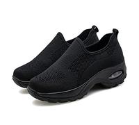 Zapatillas de Malla Mujer Sin Cordones, 2022 Plataforma Zapatos OrtopéDicos Mujer Para Caminar con AmortiguacióN de Aire, Transpirables e Antideslizantes Zapatos Deportivos(Size:EU37,Color:negro)