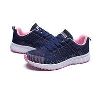 Zapatillas de malla para mujer, ligeras, zapatillas de caminar, transpirables, deportivas, cómodas, para mujer, ocio, informal, malla y calzoncillos, fitness, deporte, correr, caminar, azul oscuro, 39
