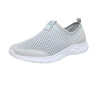 Zapatillas de malla transpirable para mujer, para caminar, trabajo, deportes, correr, soporte de arco, espuma viscoelástica, antideslizantes, zapatos de cuña plana, ligeros, de ajuste ancho