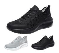 Zapatillas de malla transpirables para hombre, zapatillas deportivas para hombre, verano, ligeras, suela plana, zapatillas de deporte monocolor, zapatillas informales, cómodas, Negro , 47 EU