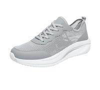 Zapatillas de malla transpirables para hombre, zapatillas deportivas para hombre, verano, ligeras, suela plana, zapatillas de deporte monocolor, zapatillas informales, cómodas, gris, 48 EU