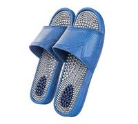 Zapatillas de masaje de fascitis plantar hombres mujeres sandalias de acupresión de los pies antideslizantes Inicio Pareja Baño Zapatos de ducha Mejorar la circulación sanguínea (Color: Blue/Grey,