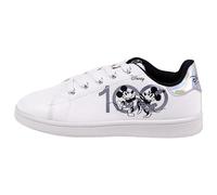 Zapatillas de Mickey y Minnie Mouse - Color Blanco, Negro y Gris - Talla 33 - Cierre de Cordones - Zapatillas Deportivas de Poliéster con Suela PVC - Producto Original Diseñado en España
