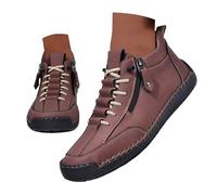 Zapatillas de moda para hombre, de piel sintética, impermeables, para correr, caminar, informales, lisas, retro, planas, con detalles de puntada de cremallera, antideslizantes, para deportes al aire