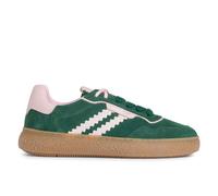 Zapatillas De Moda Para Mujer Tamaris Verde Rosa De Cuero Con Rayas Y Cordones