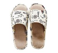 Zapatillas de mujer 405 de algodón con espuma viscoelástica de verano, pantuflas antideslizantes para interiores, sandalias de dormitorio, puntera abierta, lavables, con suela de lino antideslizante