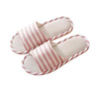 Zapatillas de mujer antideslizantes silenciosas - Zapatillas de casa para mujer, punta abierta y lino, zapatillas interiores, zapatillas de paseo cómodas, zapatillas chic Slippers, rojo, 36 EU