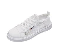 Zapatillas de mujer blancas con cordones para mujer, zapatos planos, elegantes, para boda, zapatos de novia, zapatillas de deporte, antideslizantes, zapatos de senderismo, zapatos bajos para mujer
