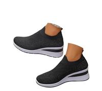 Zapatillas de mujer brillantes con diamantes de imitación, transpirables, ligeras, cómodas, para caminar, Negro B., 40 EU