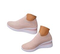 Zapatillas de mujer brillantes con diamantes de imitación, transpirables, ligeras, cómodas, para caminar, Rosa B., 40 EU