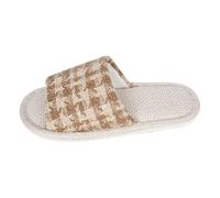 Zapatillas de mujer cómodas zapatillas para mujer, para el hogar, zuecos de moda de lino con punta abierta y eliminación de humedad, diseño antideslizante, botas altas de cuero para mujer, marrón, 39