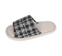 Zapatillas de mujer cómodas zapatillas para mujer, para el hogar, zuecos de moda de lino con punta abierta y eliminación de humedad, diseño antideslizante, botas altas de cuero para mujer, Le Noir, 43