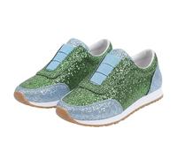 Zapatillas de mujer con plataforma con brillantes brillantes, suela de goma, antideslizantes, para caminar, sin manos, con banda elástica ajustable, cómodas y elegantes, zapatos de senderismo, verde