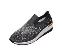 Zapatillas de mujer con tacón de cuña Slip On Orthopédico Zapatos de punto Zapatos informales Transpirables Zapatillas de correr ligeras Zapatillas deportivas antideslizantes Zapatillas de deporte
