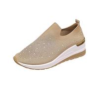 Zapatillas de mujer con tacón de cuña Slip On Orthopédico Zapatos de punto Zapatos informales Transpirables Zapatillas de correr ligeras Zapatillas deportivas antideslizantes Zapatillas de deporte