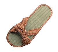 Zapatillas de mujer confort chic - Zapatillas de paja para mujer con lazo slippers transpirable zapatos casuales zapatillas de casa planas y de moda Claquette Legere Slippers