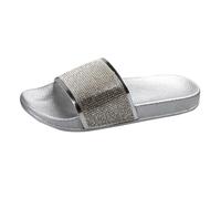 Zapatillas de mujer de colores brillantes suela gruesa cómodos versátiles zapatos de playa para mujer compatibles con zapatos de motocicleta, plata, 36 EU