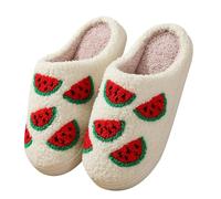 Zapatillas de mujer de invierno cálidas sintéticas cómodas espuma viscoelástica punta abierta alivio del dolor antideslizante moda transpirable zapatillas de felpa, Rojo sandía, 41 EU