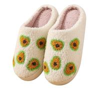 Zapatillas de mujer de invierno cálidas sintéticas cómodas espuma viscoelástica punta abierta alivio del dolor antideslizante moda transpirable zapatillas de felpa, amarillo, 37 EU