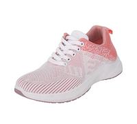 Zapatillas de mujer de verano cómodas, zapatillas de deporte de malla transpirables para uso ligero, zapatillas planas a casual para ocio diario, zapatos casuales fáciles de combinar, rosa, 39.5 EU