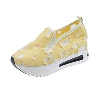 Zapatillas de mujer elegantes antideslizantes ligeras zapatillas deportivas Slip on zapatillas ligeras casuales Air cojín zapatos cómodos zapatos de correr zapatos gimnasio mujer fitness, amarillo, 39