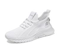 Zapatillas de mujer Flying Weaving, Nuevos Zapatos Casual con Cordones a la Cabeza Redonda de Moda Coreana, Zapatos para Correr con Fondo Grueso, Color blanco., 36 EU