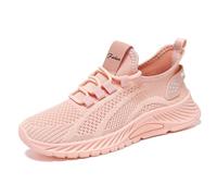 Zapatillas de mujer Flying Weaving, Nuevos Zapatos Casual con Cordones a la Cabeza Redonda de Moda Coreana, Zapatos para Correr con Fondo Grueso, Rosa, 36 EU