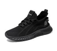 Zapatillas de mujer Flying Weaving, Nuevos Zapatos Casual con Cordones a la Cabeza Redonda de Moda Coreana, Zapatos para Correr con Fondo Grueso, Negro , 42 EU