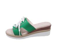 Zapatillas de mujer frente casual gran tamaño grueso parte inferior gruesa una palabra zapatillas casuales perfil zapatos mujer, verde, 35 EU