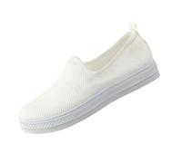 Zapatillas de mujer para aliviar el dolor con amortiguación, zapatillas de correr delanteras cerradas, elegantes, sin manos, elegantes, exquisitas, adecuadas para viajar, Blanco, 38 EU