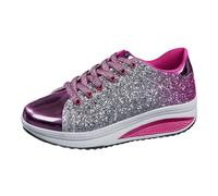 Zapatillas de mujer plateadas con cordones, planas, plateadas, negras, con lentejuelas, plataformas, zapatillas de piel blanca, zapatillas deportivas para exteriores, ligeras, con cordones