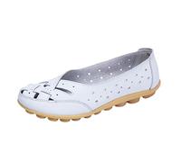 Zapatillas de mujer Slip On Women Comfort Walking Flat Loafers Casual Mocasines Driving Moafers Senderismo para Mujer, Blanco, 42 EU