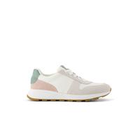 TOMS Trvl Lite - Tenis retro con cordones para mujer, estilo casual, verde, blanco roto, rosa, Egret Multi Suede, 38.5 EU